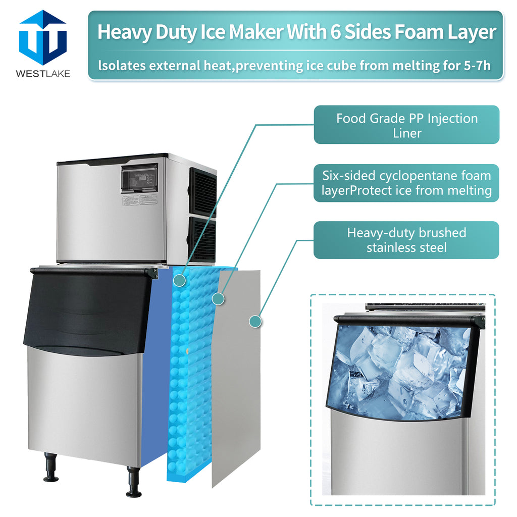 500 lb. Air Cooled Cube Ice Maker with Bin 440 lb.