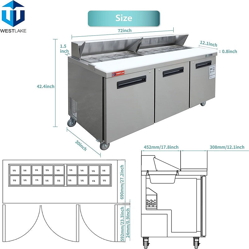 Commercial Refrigerator Freezer Combo, 2 door 36 Cu.ft Reach in Solid door  Upright Fridge Freezer Combination