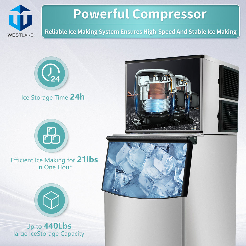 500 lb. Air Cooled Cube Ice Maker with Bin 440 lb.
