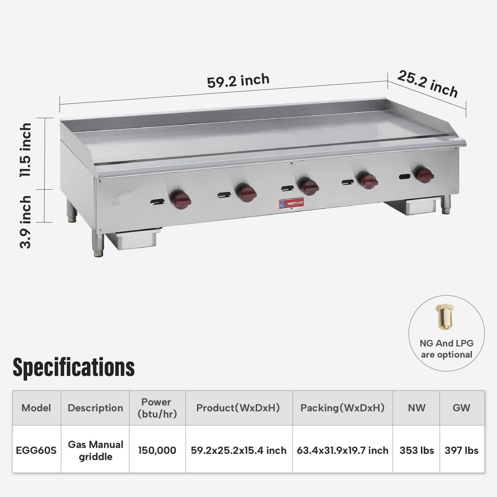 Commercial Gas Griddle, WESTLAKE 60