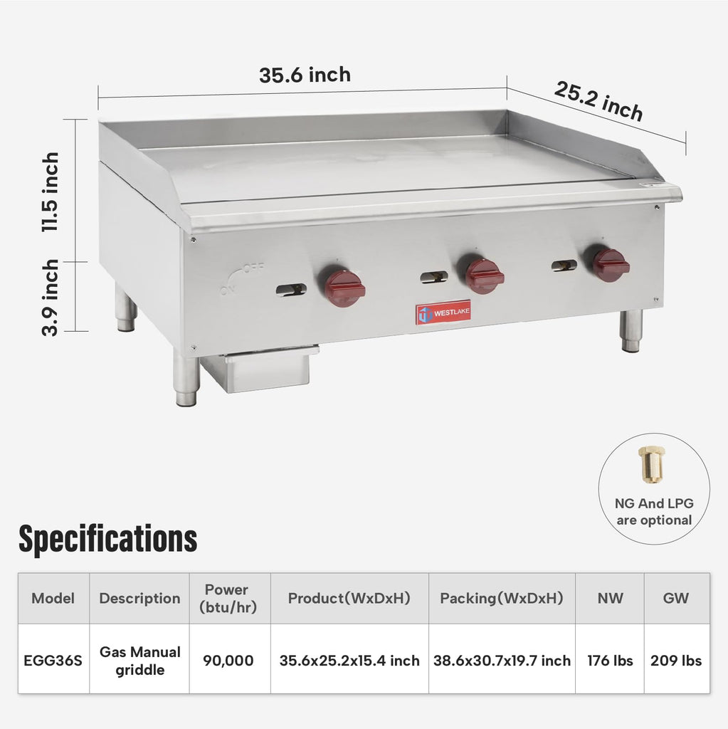 Commercial Gas Griddle, WESTLAKE 36
