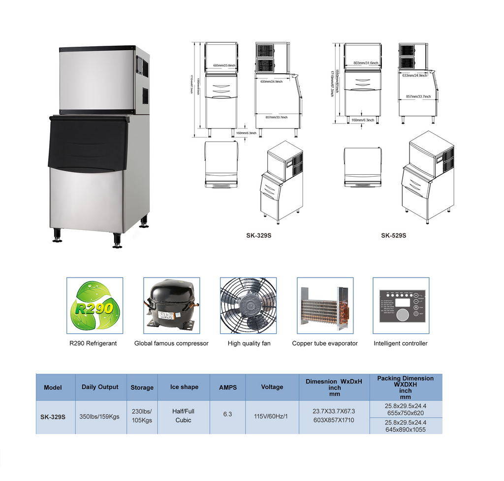 Remote Ice Machine Storage Bin Ice Maker BIn Ice Bin 308lbs