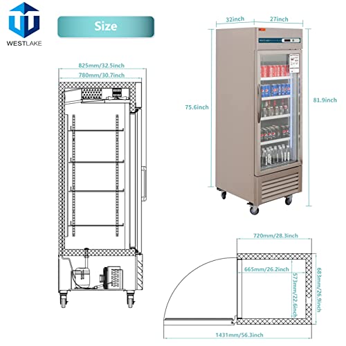 Commercial Refrigerator 1 Glass Door, WESTLAKE 27