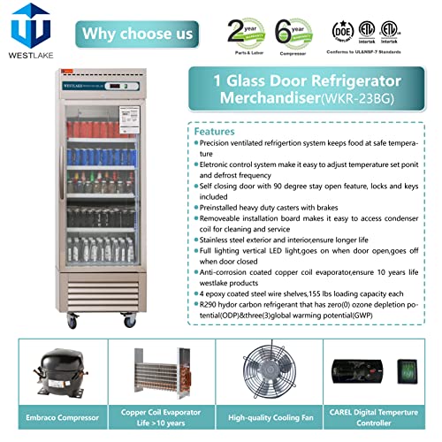 Commercial Refrigerator 1 Glass Door, WESTLAKE 27
