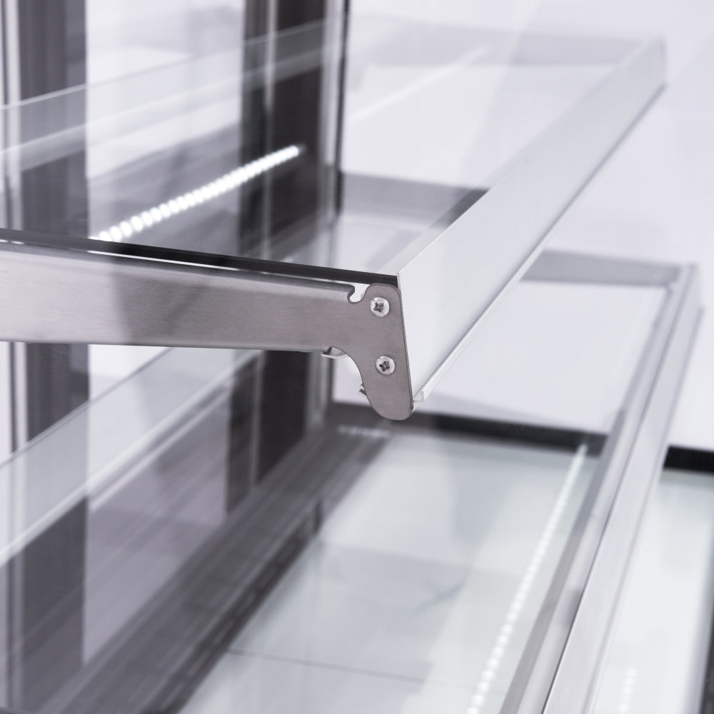 48 in. Commercial Bakery Display Case, Square Glass Stainless Steel Refrigerated Bakery Display Case