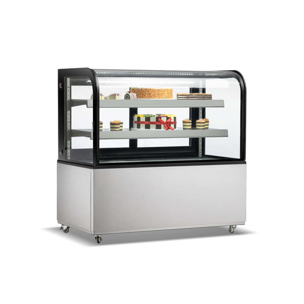 48 in. Commercial Bakery Display Case, Curved Glass Stainless Steel Refrigerated Bakery Display Case