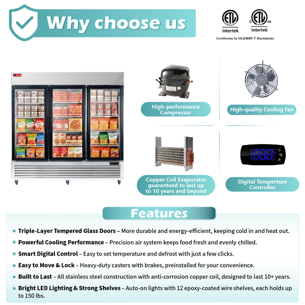 Commercial Freezer 3 Glass Door, WESTLAKE 83