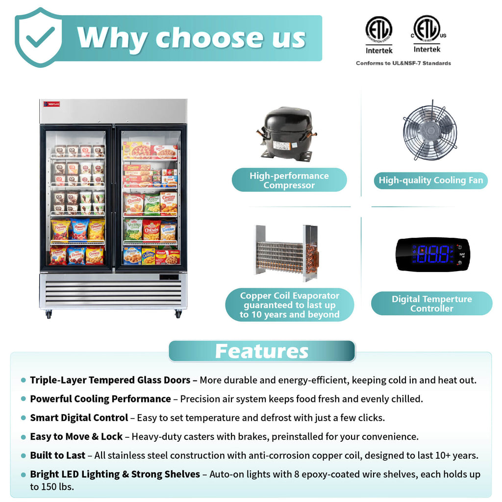 Commercial Freezer 2 Glass Door, WESTLAKE 54