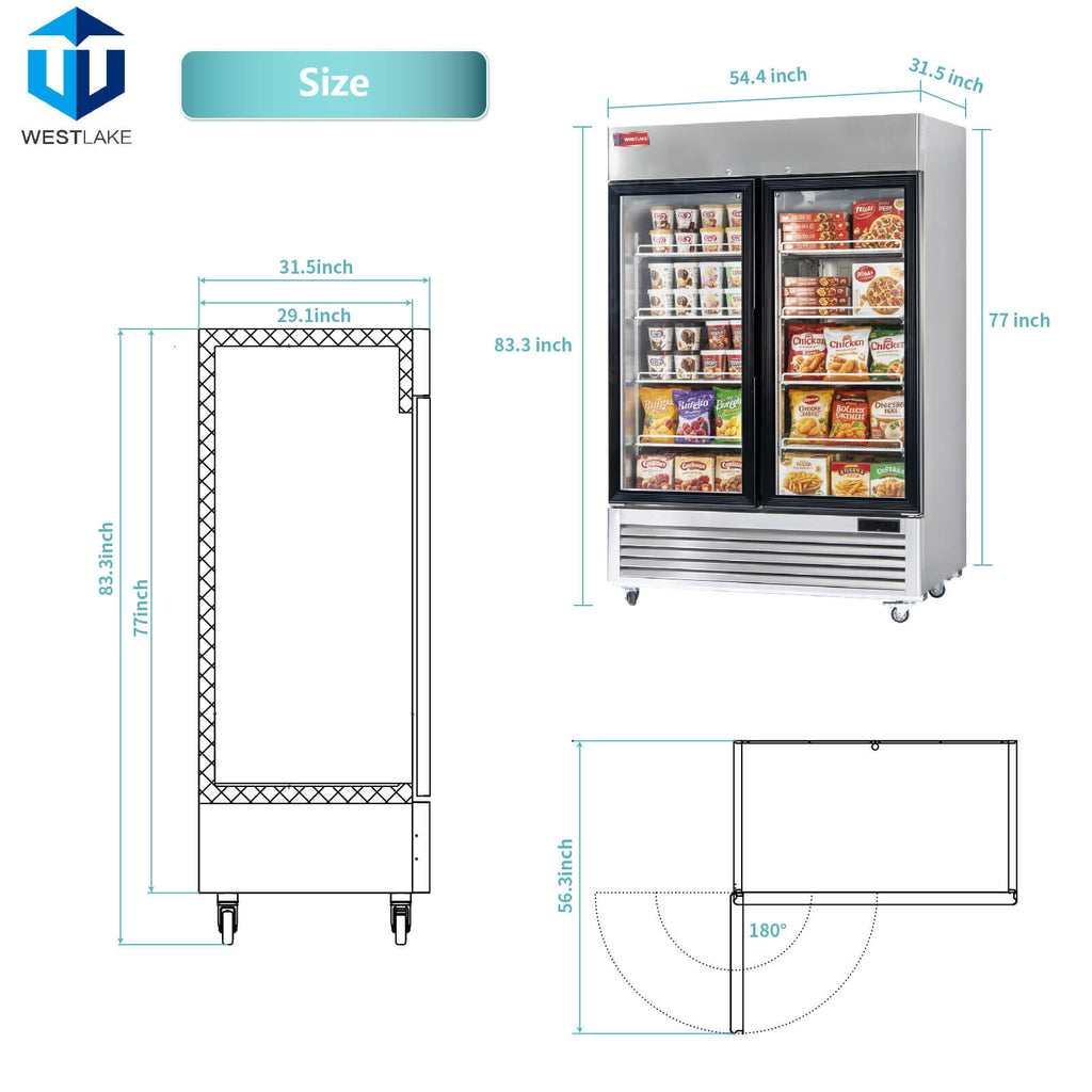 Commercial Freezer 2 Glass Door, WESTLAKE 54