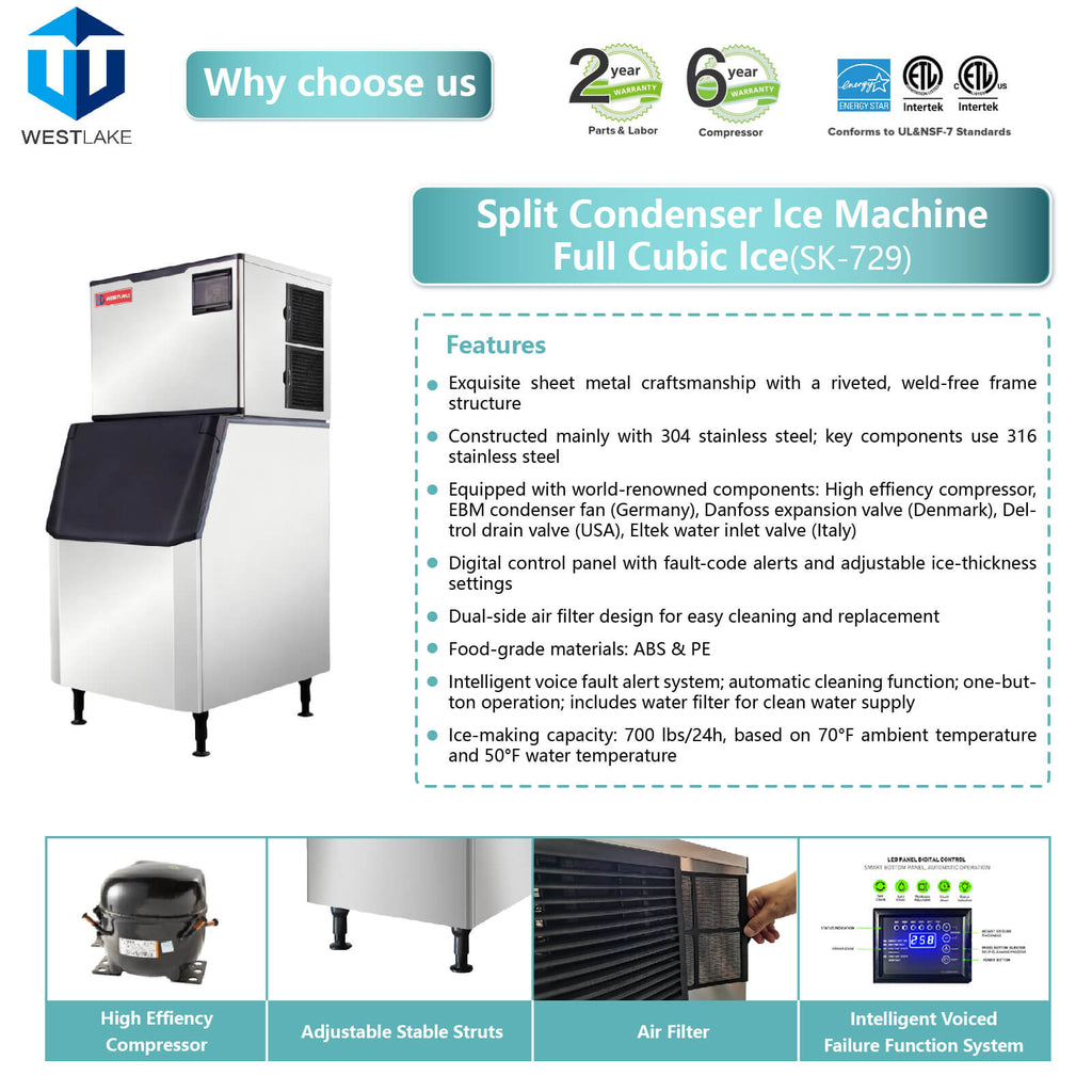 700 lb. Air Cooled Cube Ice Maker with Bin 440 lb.