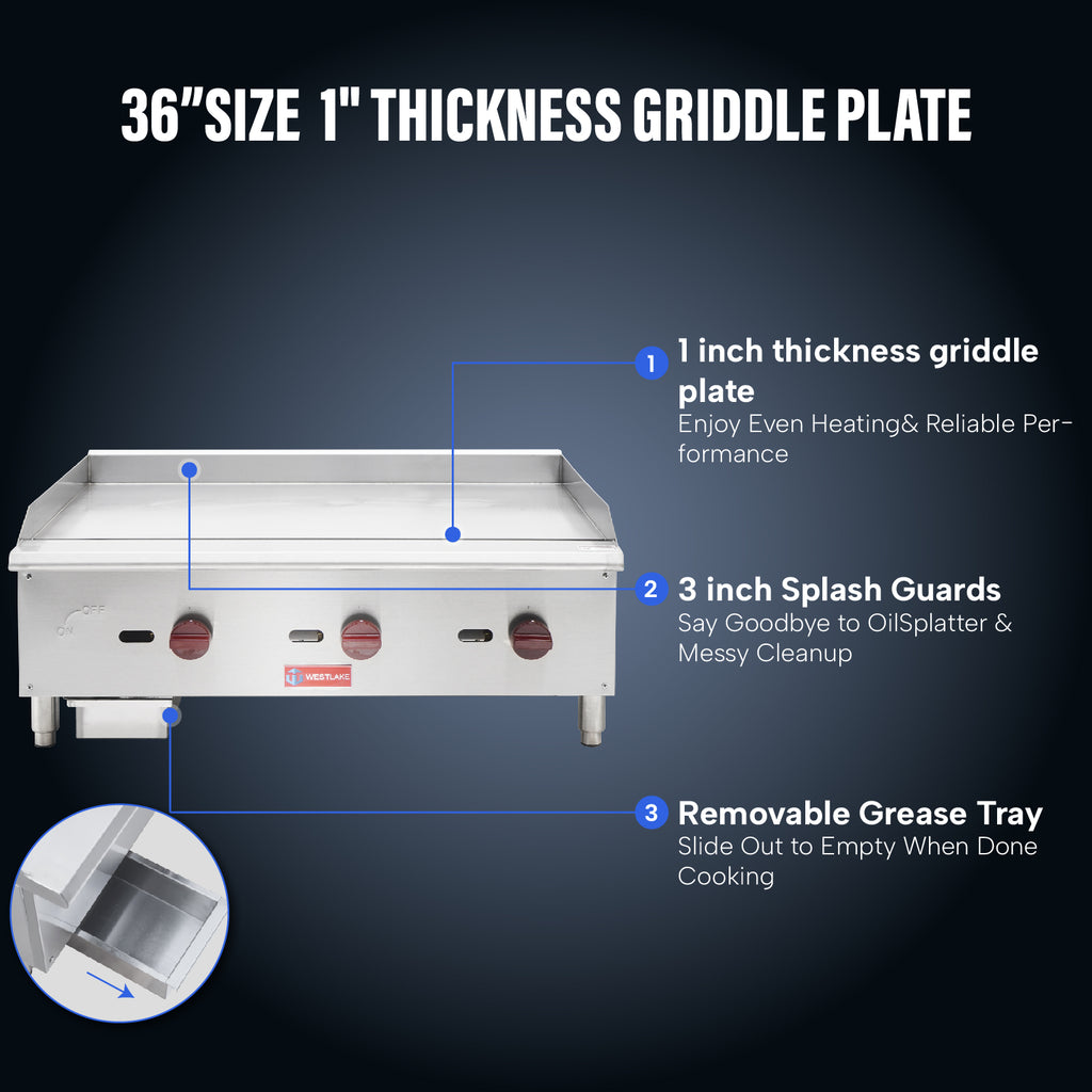 WESTLAKE Commercial Gas Griddle 36
