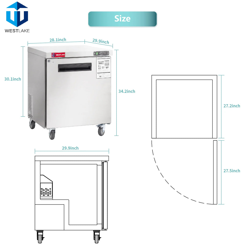 Commercial Undercounter Refrigerator, WESTLAKE 28