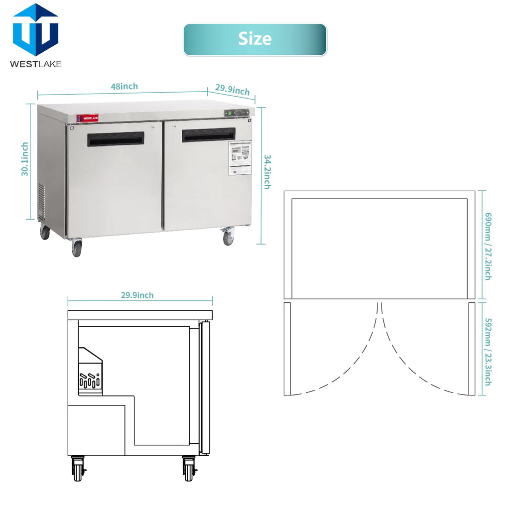 Commercial Undercounter Refrigerator, WESTLAKE 48