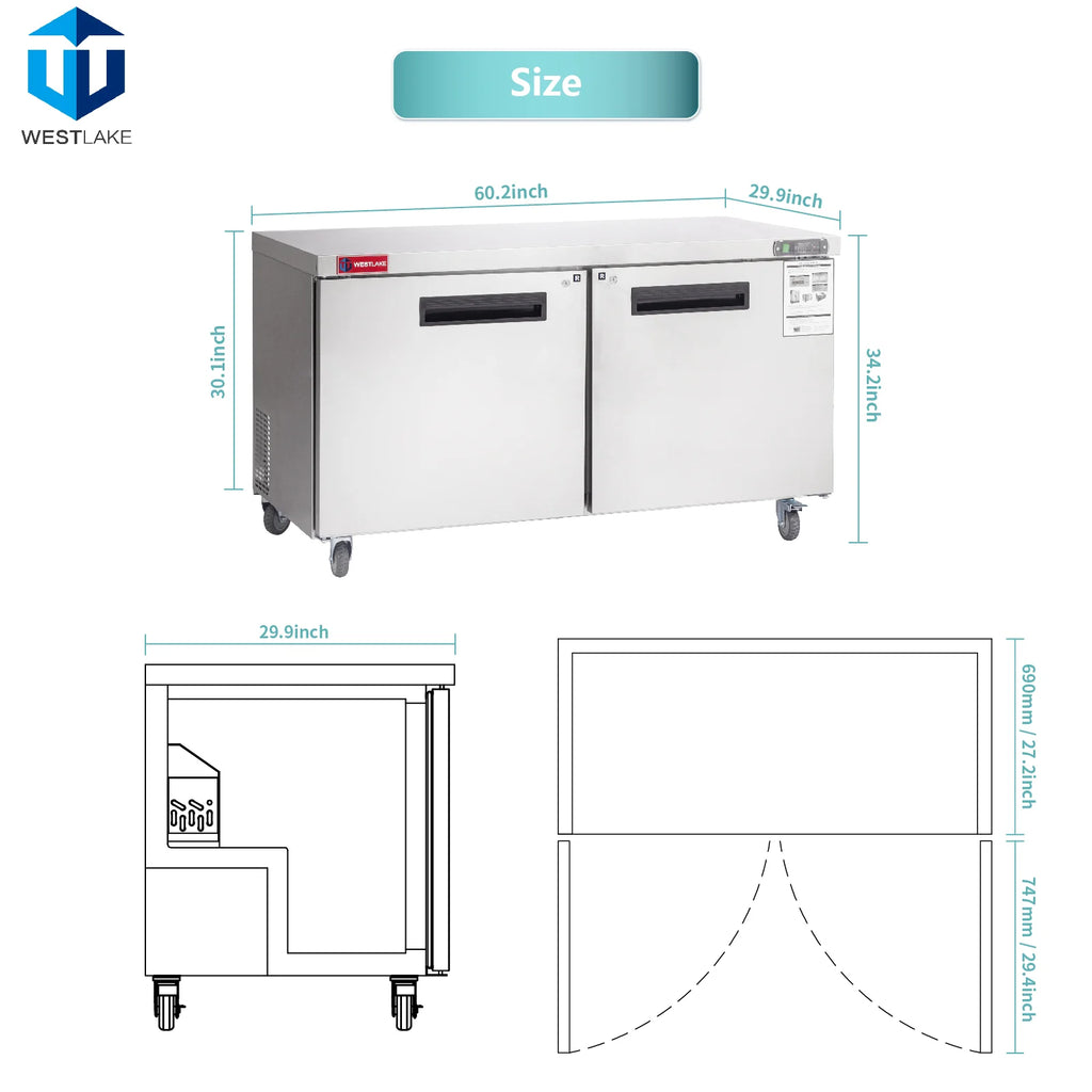 Commercial Undercounter Refrigerator, WESTLAKE 60