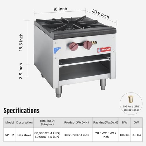 WESTLAKE Commercial Gas Stock Pot Range , 18