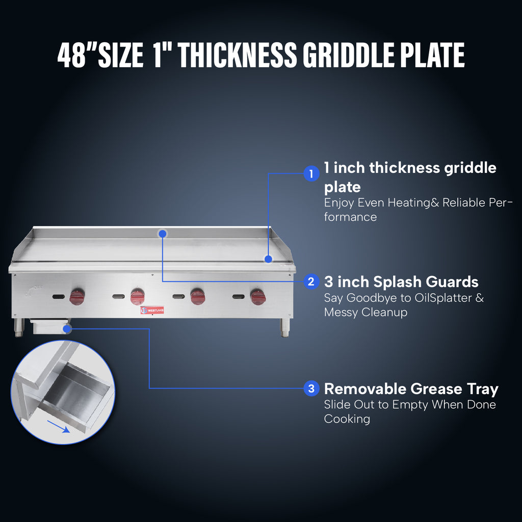 WESTLAKE Commercial Gas Griddle 48