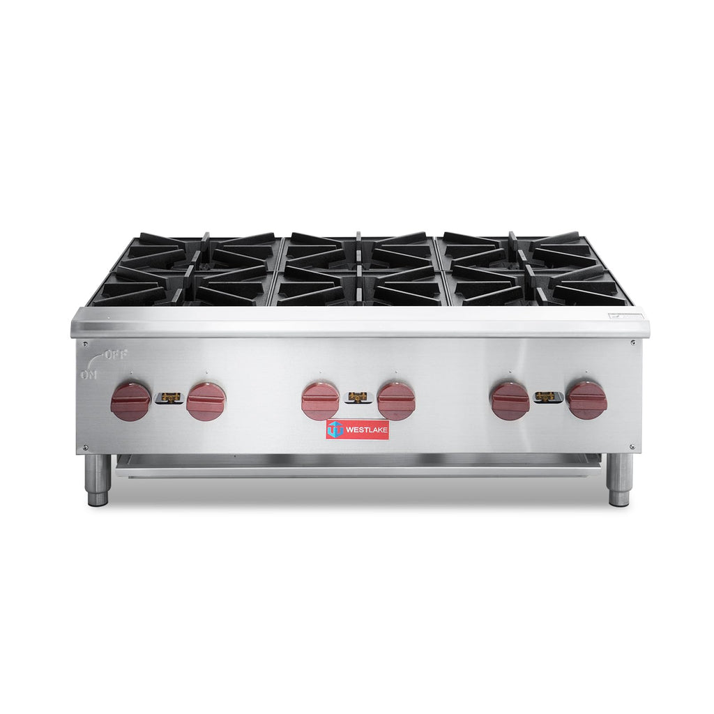 WESTLAKE Commercial Gas Range, 6 Burners Gas Stove with 150,000 BTU, 36