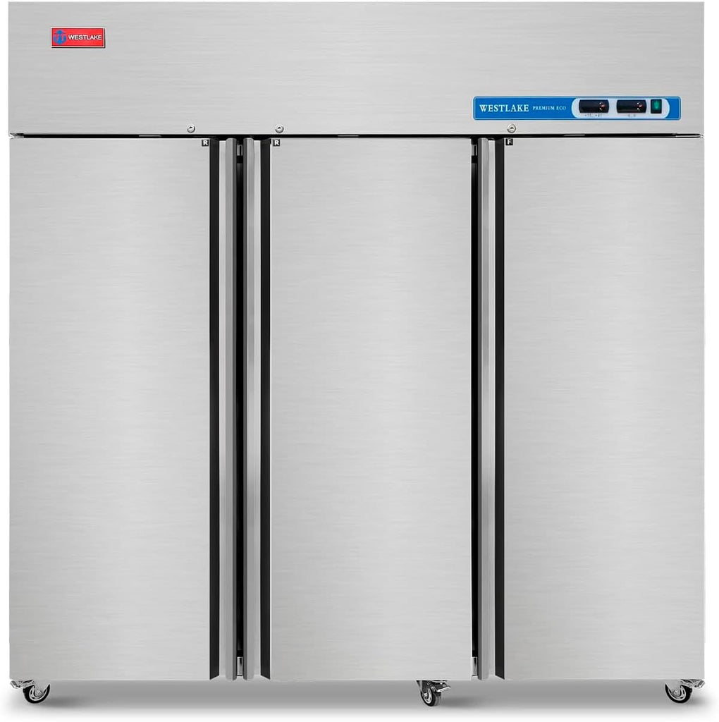 Commercial Refrigerator Freezer Combo, 3 door 54 Cu.ft Reach in Solid door Upright Fridge Freezer Combination