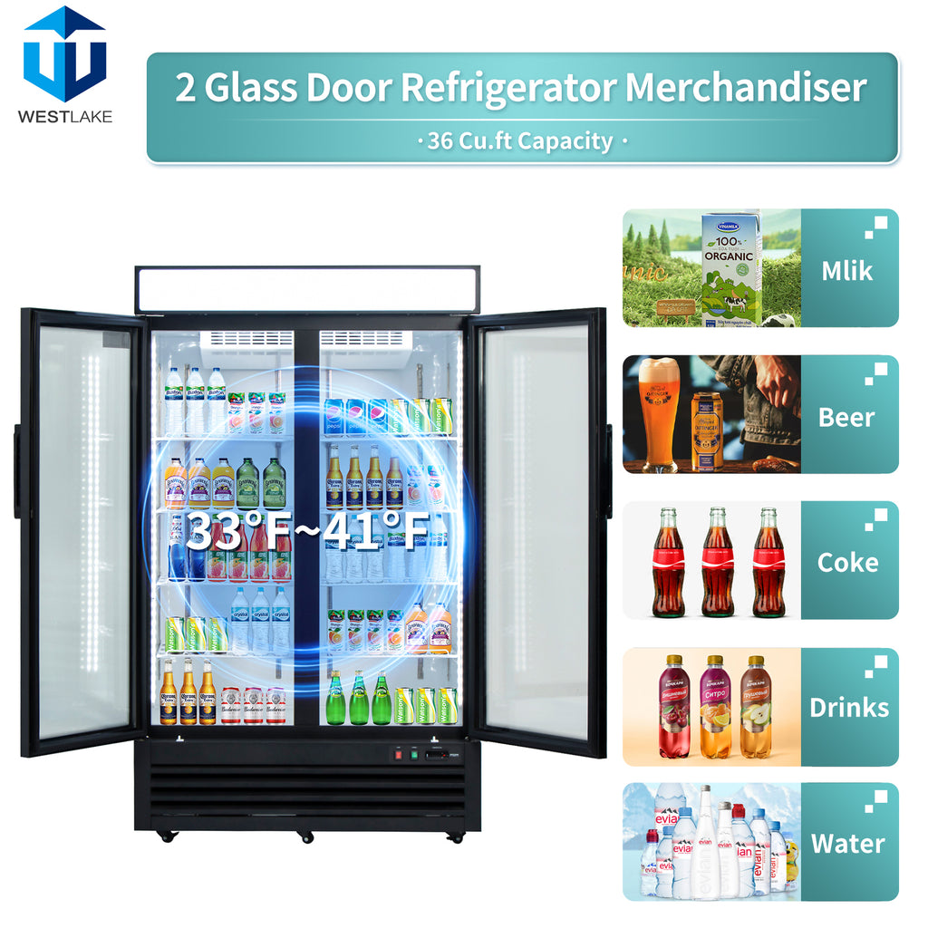 Commercial Refrigerator 2 Glass Door, WESTLAKE 48
