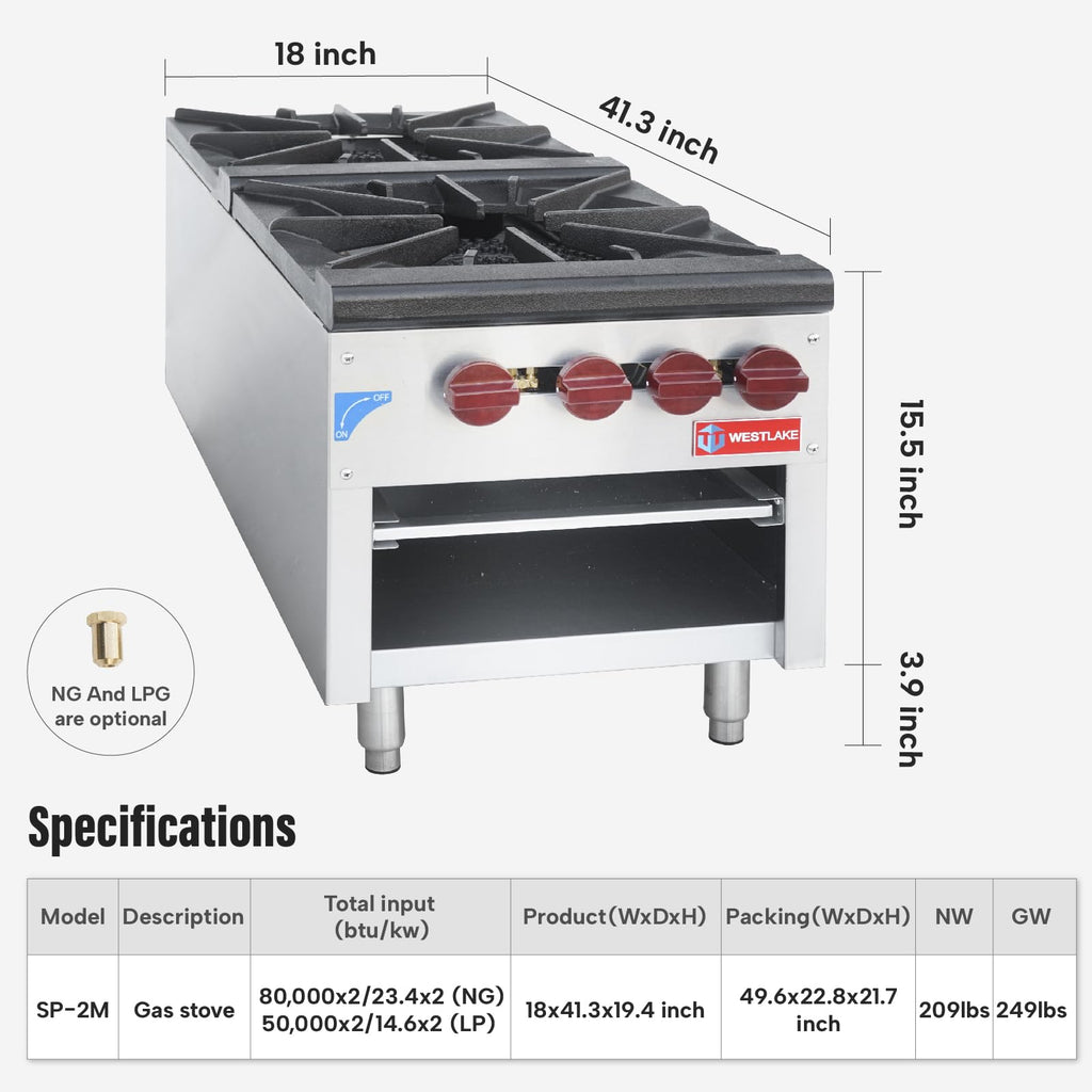 WESTLAKE Commercial Gas Stock Pot Range , 18