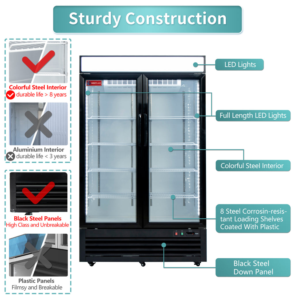 Commercial Refrigerator 2 Glass Door, WESTLAKE 48