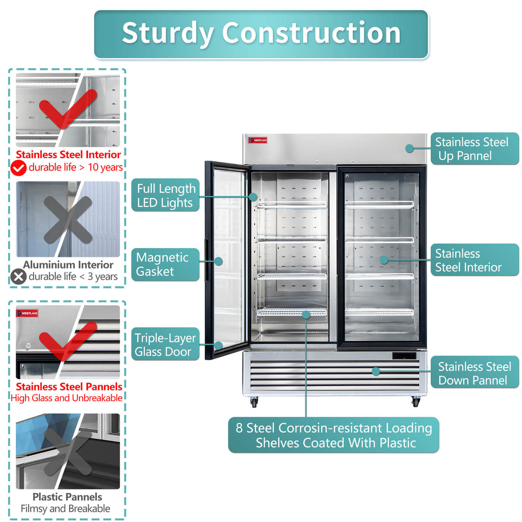 Commercial Freezer 2 Glass Door, WESTLAKE 54
