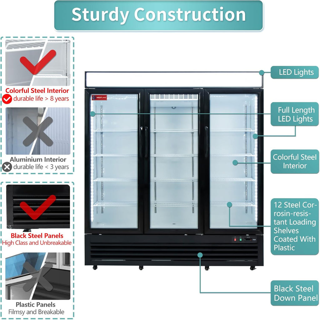 Commercial Refrigerator 3 Glass Door, WESTLAKE 72