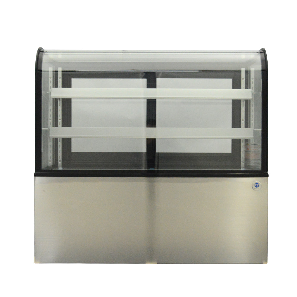48 in. Commercial Bakery Display Case, Curved Glass Stainless Steel Refrigerated Bakery Display Case