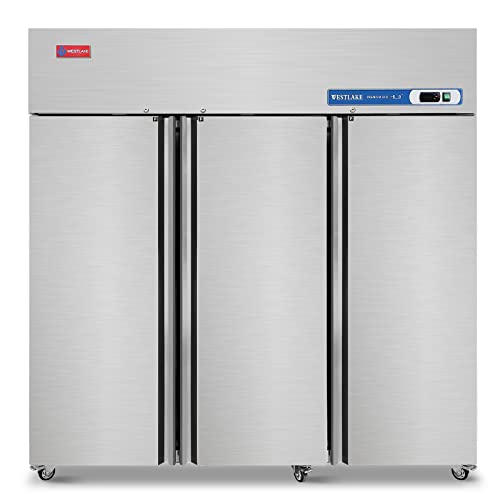 WESTLAKE Commercial Refrigerator, 72'' W 3 door Reach in Fridge Solid door Upright Cooler for Restaurant, Bar, Shop, etc 54 Cu.ft