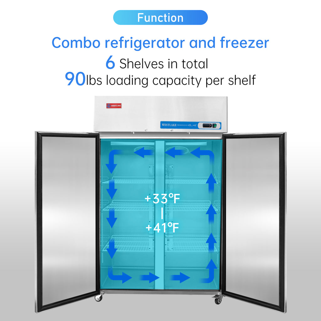 Commercial Reach in Fridge, 2 door 36 Cu.ft Stainless Steel Commercial Reach in Solid door Upright refrigerator