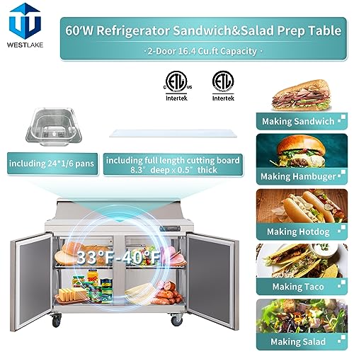 Sandwich Prep Table Refrigerator, WESTLAKE 60