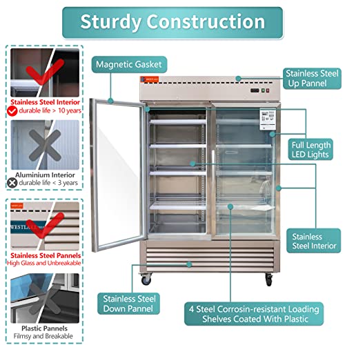 Commercial Refrigerator 2 Glass Door, WESTLAKE 54