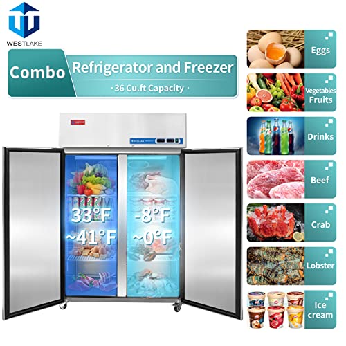 WESTLAKE Commercial Refrigerator Freezer Combo, 48 W 2 door Solid Rea –  Westlake Kitchen
