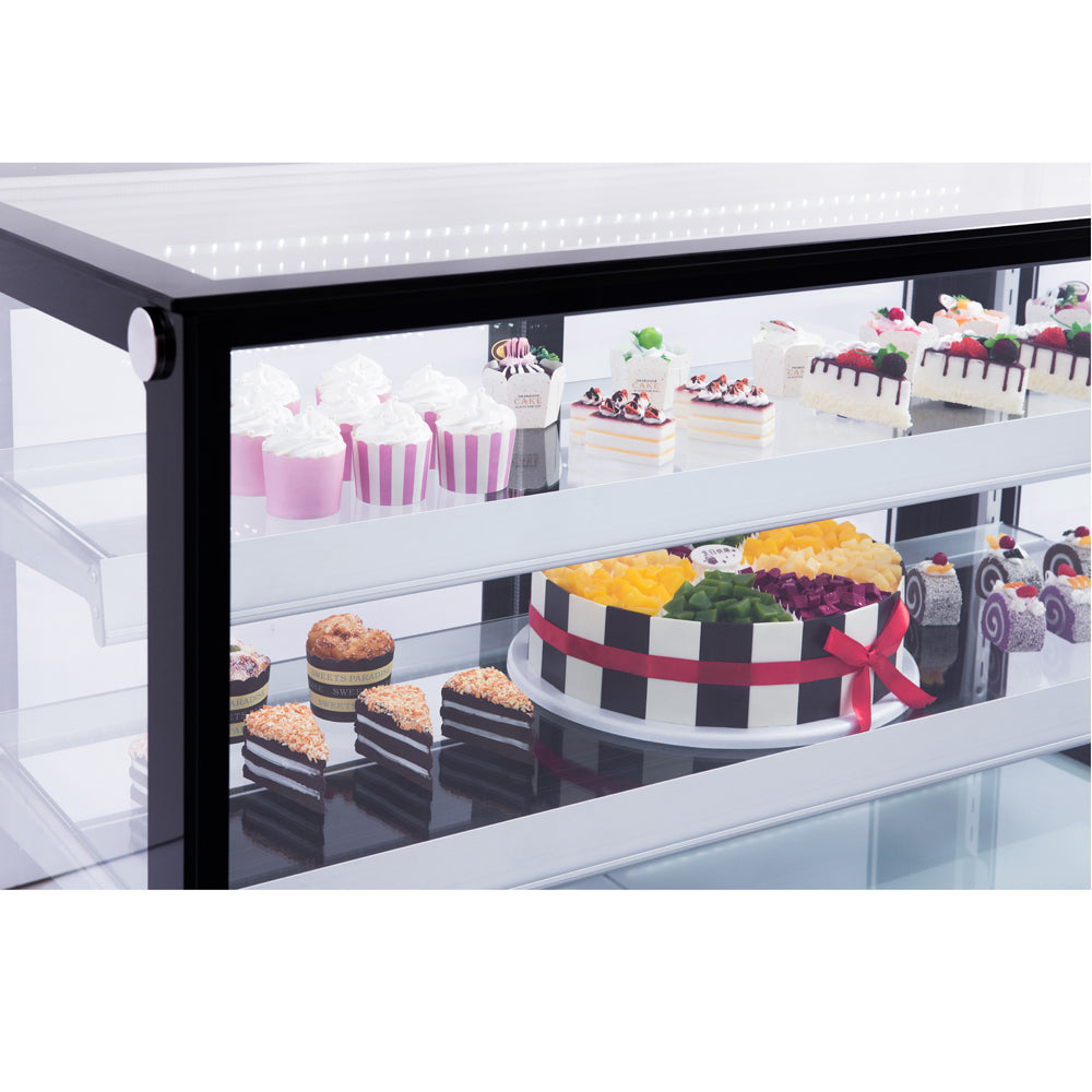 48 in. Commercial Bakery Display Case, Square Glass Stainless Steel Refrigerated Bakery Display Case