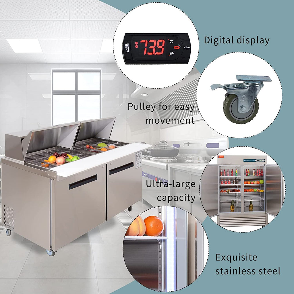 Stainless Steel 48 in. Mega Top Food Prep Table Refrigerator