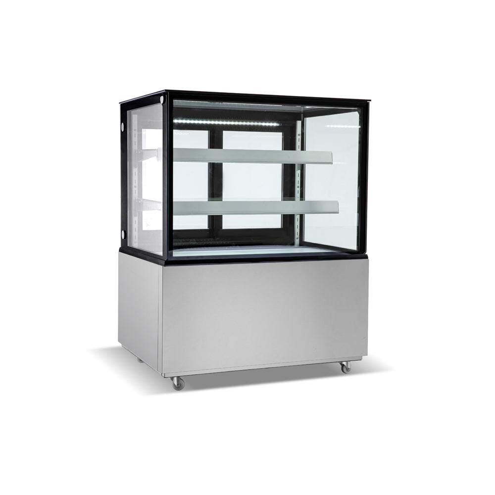 36 in. Commercial Bakery Display Case, Square Glass Stainless Steel Refrigerated Bakery Display Case